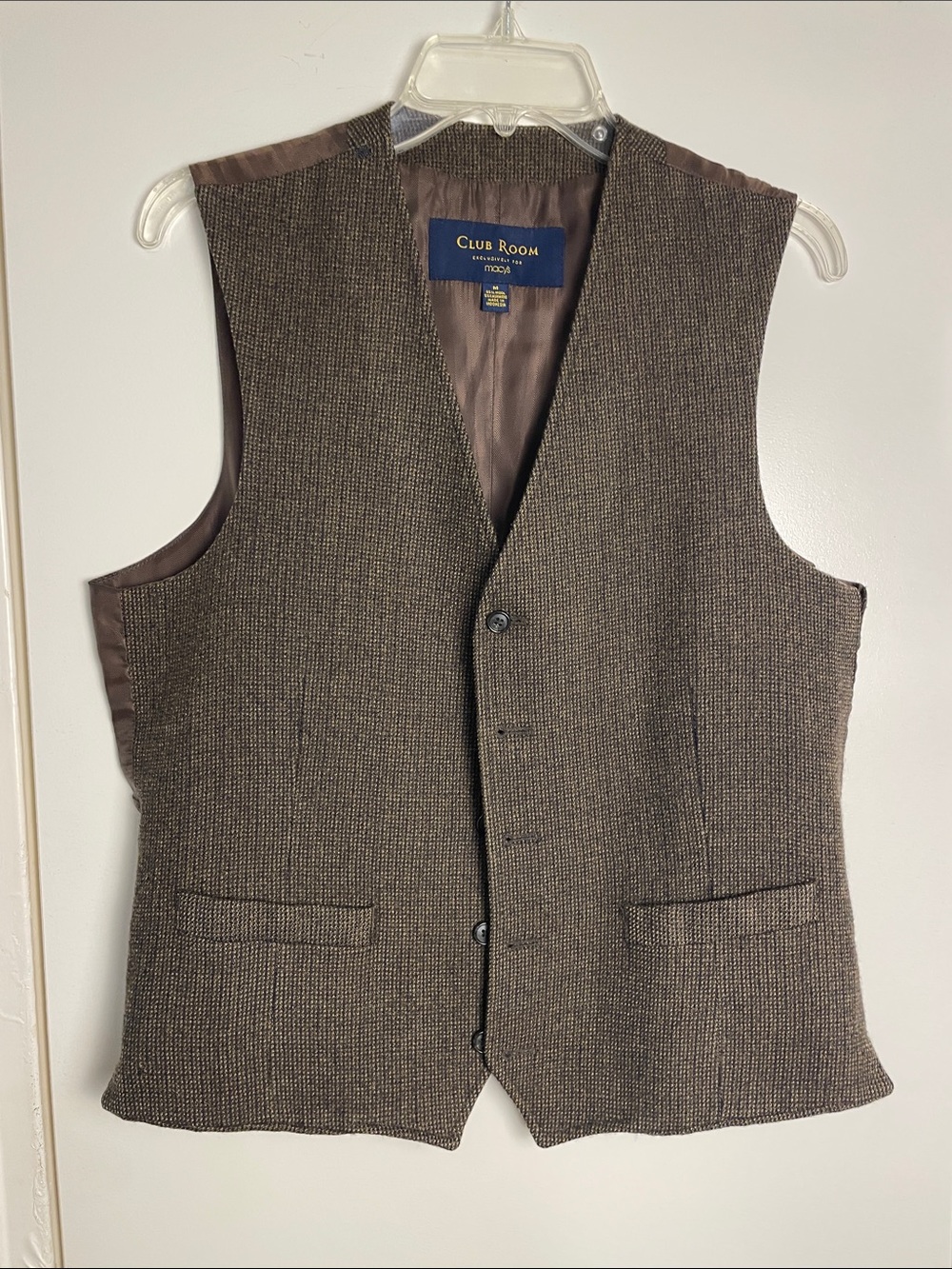 Club Room Brown Textured Wool-Blend Vest